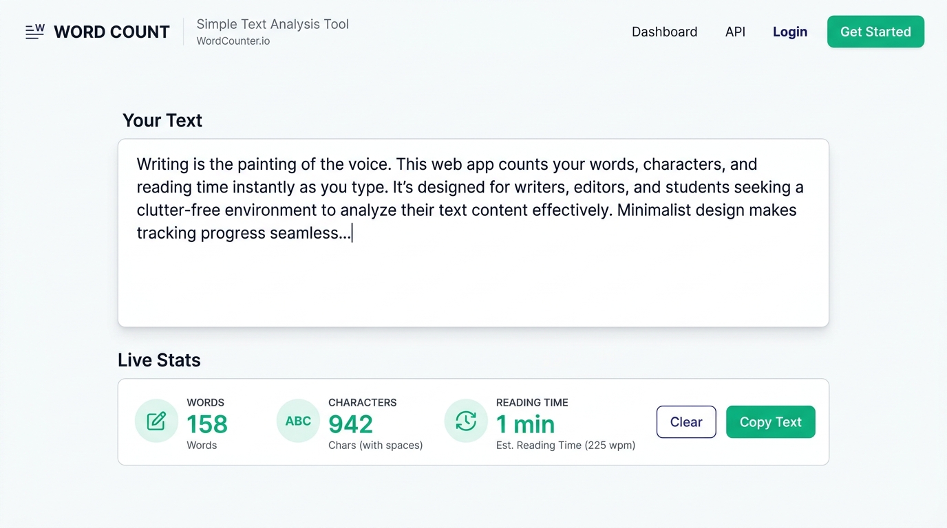 Free online word counter tool showing live word and character count